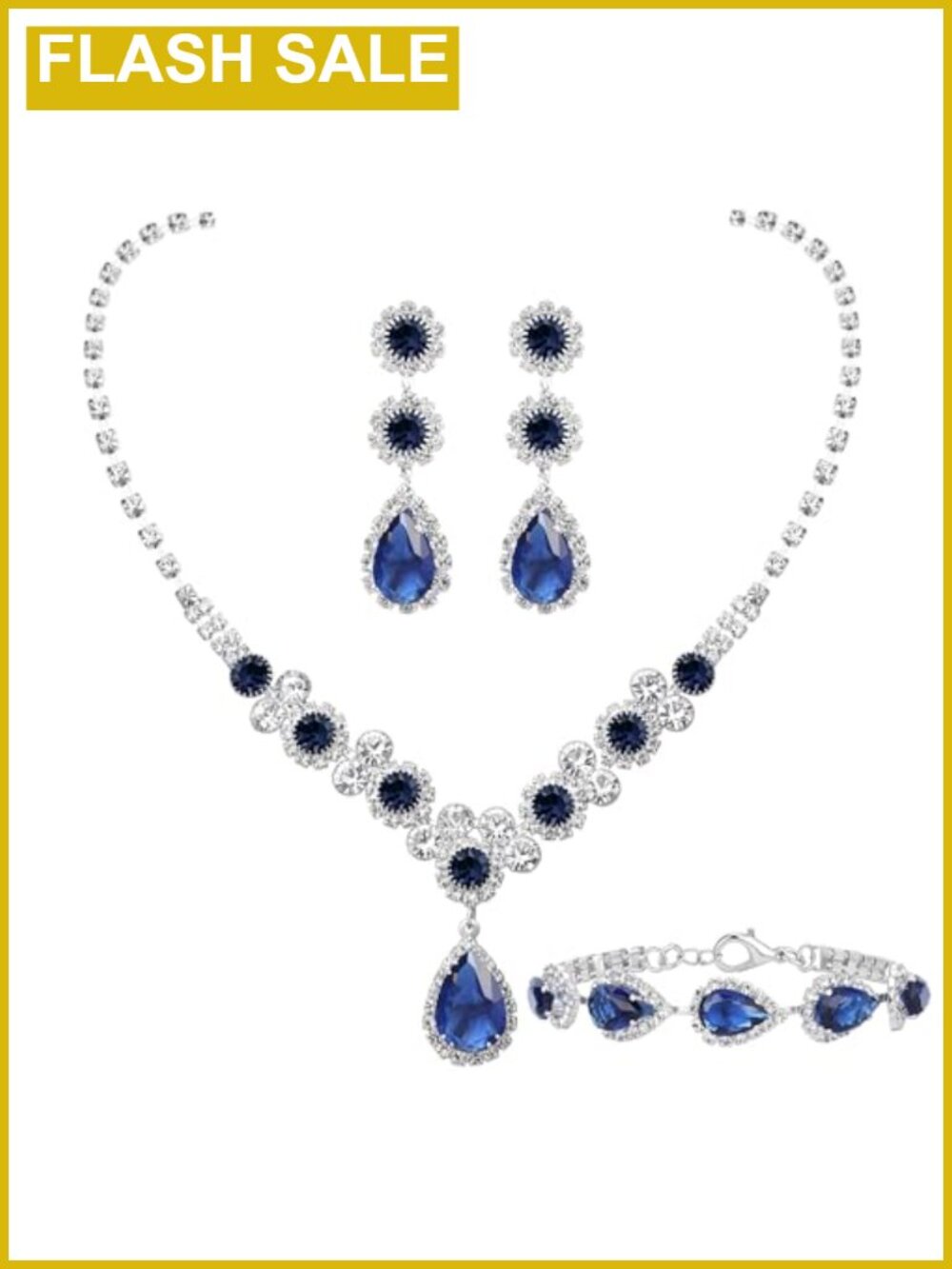 Paxuan Rhinestone Crystal Jewelry Set for Women Bridal Wedding Prom Pageant